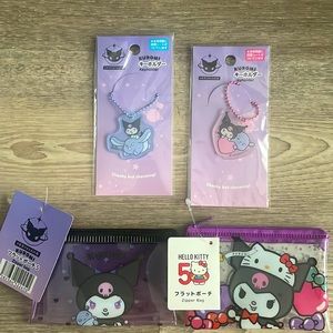 Kuromi pouch + keychains bundle